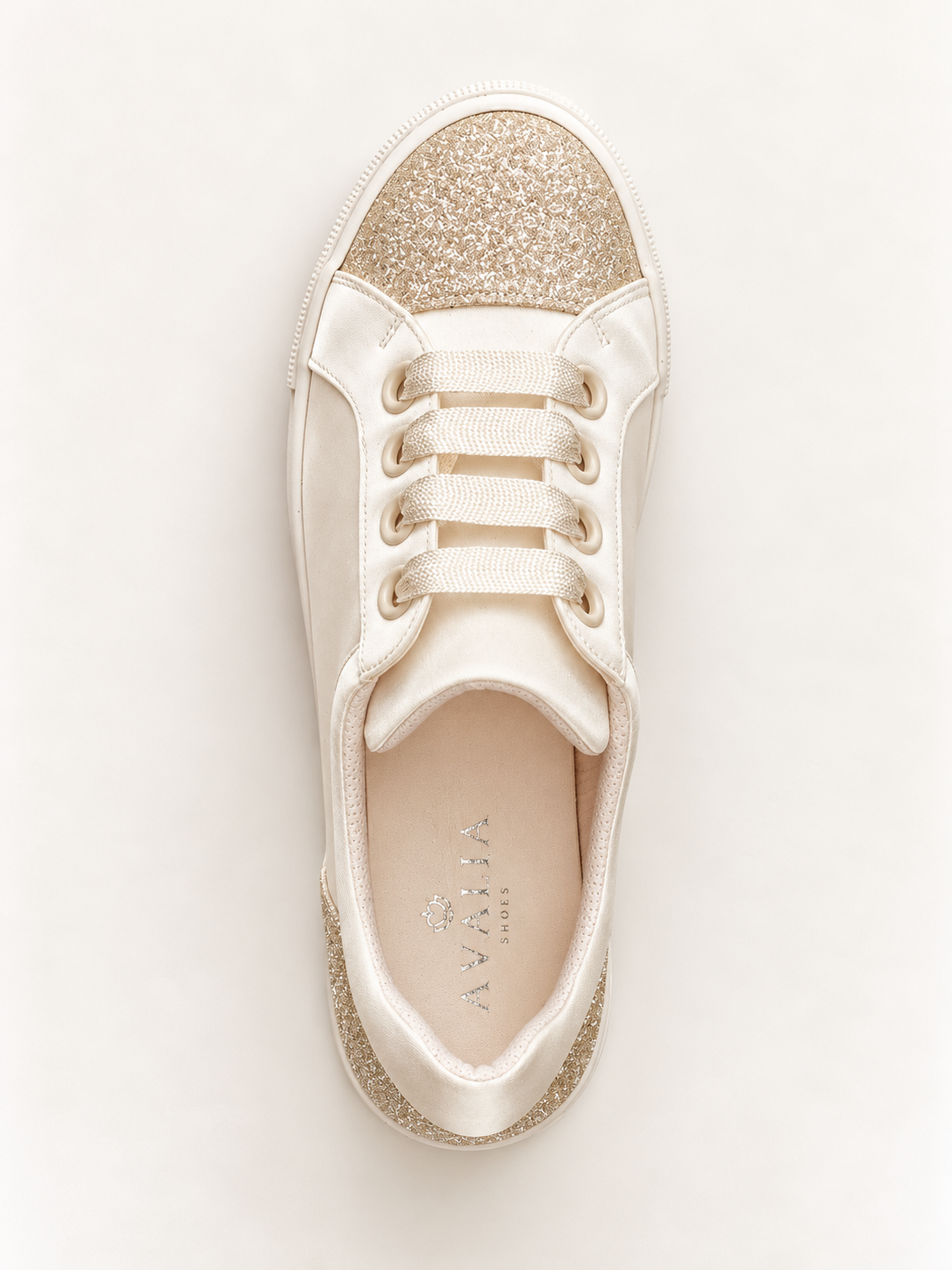 Zapatillas de novia en raso con glitter dorado champán - Imagen 4