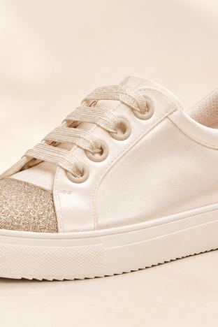Alternative view of Zapatillas de novia en raso con glitter dorado champán